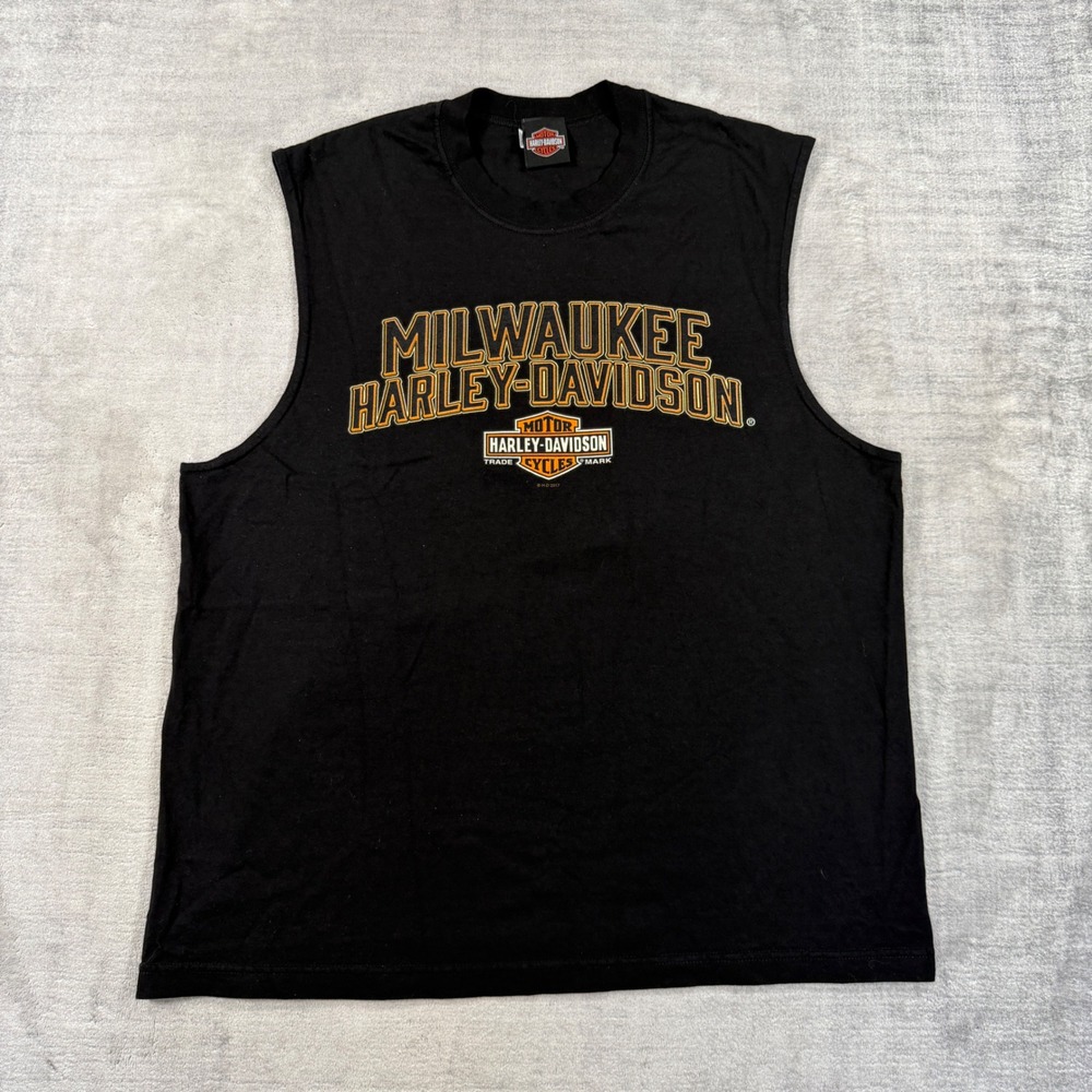 Harley Davidson Shirt Mens XL Black Milwaukee Graphic Biker Muscle Tank 2017